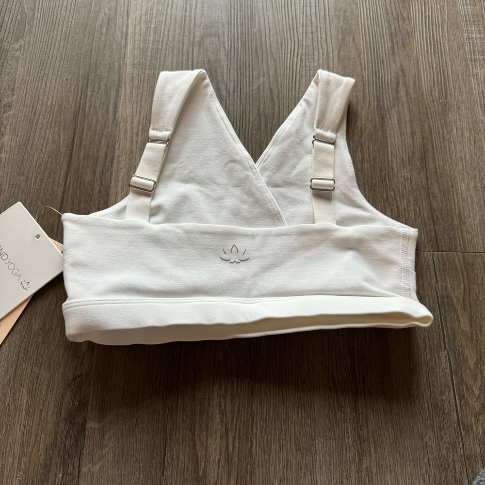 Beyond Yoga Spacedye Criss Crossover Maternity Nursing Bra in Cloud White - Picture 7 of 10